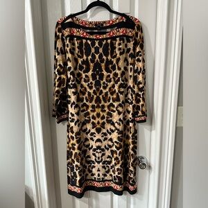 Apt. 9 leopard print dress with red trim. Size 16. Gently used.